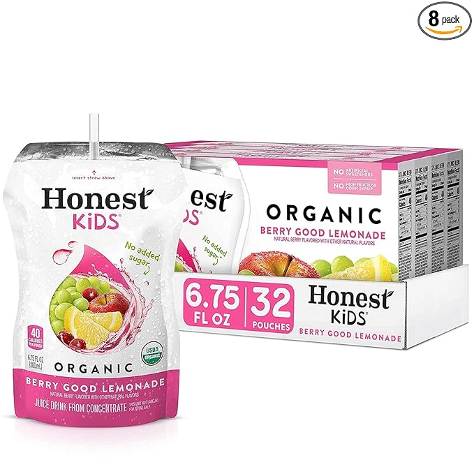 Honest Kids Berry Berry Good Lemonade Juice Drink 6.75 Fluid Ounce - 8 per pack - 4 packs per case.4