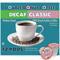 Double Donut Decaf Classic Roast Coffee pods Decaf Medium Roast Coffee Compatible with Keurig K Cups Brewers 72 Count