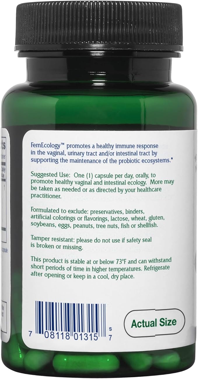 Vitanica FemEcology Vaginal and Intestinal Probiotic Support Vegetarian 30 Capsules