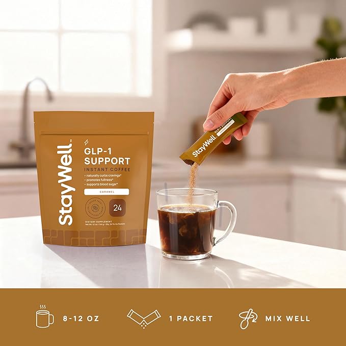 Slim Coffee GLP-1 Supplement | GLP 1 Booster to Control Appetite and Cravings | Great Tasting Metabolic Support - Coffee Bean Extract Green Tea Yerba Mate (Caramel)