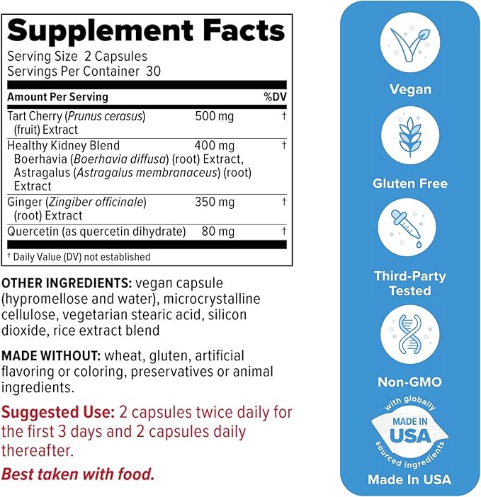 Redd Remedies Gouch! | Supplement for Joints Uric Acid Levels and Healthy Kidney Function | Tart Cherry Ginger Quercetin &amp More | 60 Vegan Capsules