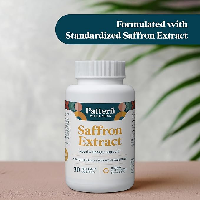Pattern Wellness Saffron Extract – Mood &amp Wellness Support – 88.5mg Saffron Supplement – Non-GMO &amp Gluten-Free – 30 Vegetable Capsule