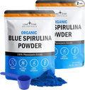Organic Blue Spirulina Powder - 100% Pure Superfood Blue-Green Algae No Fishy Smell Natural Food Coloring for Smoothies &amp Protein Drinks - Non GMO Gluten-Free Vegan + USDA Certified 60 Servin