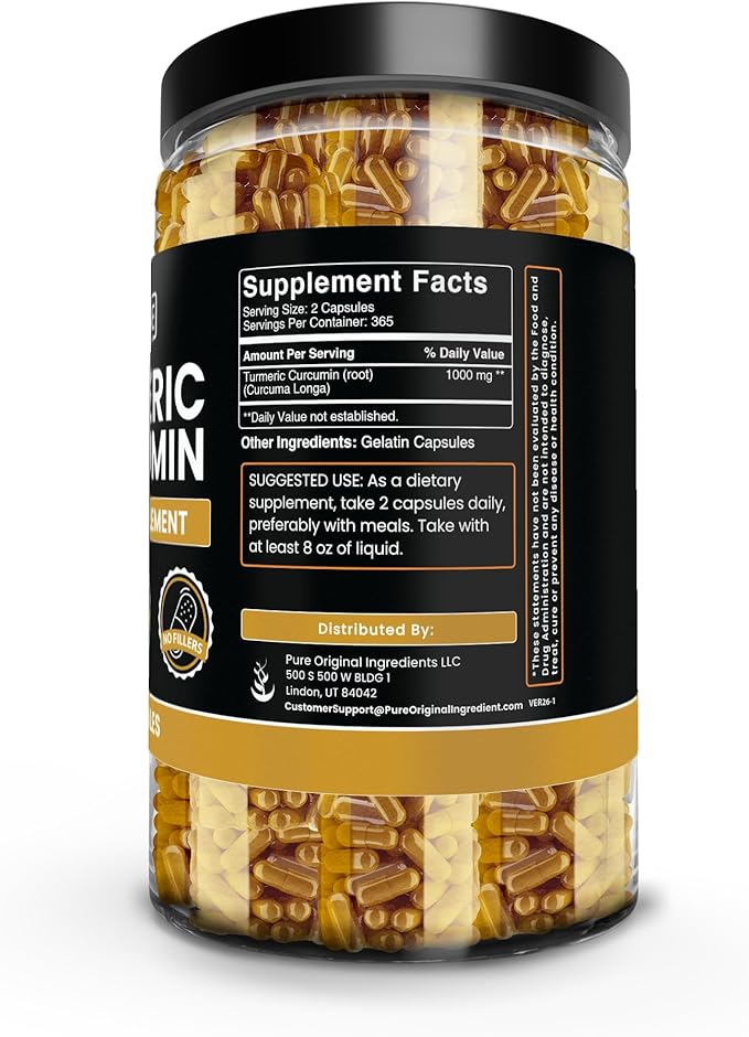 Pure Original Ingredients Turmeric Curcumin 730 Capsules No Magnesium Or Rice Fillers Always Pure Lab Verified
