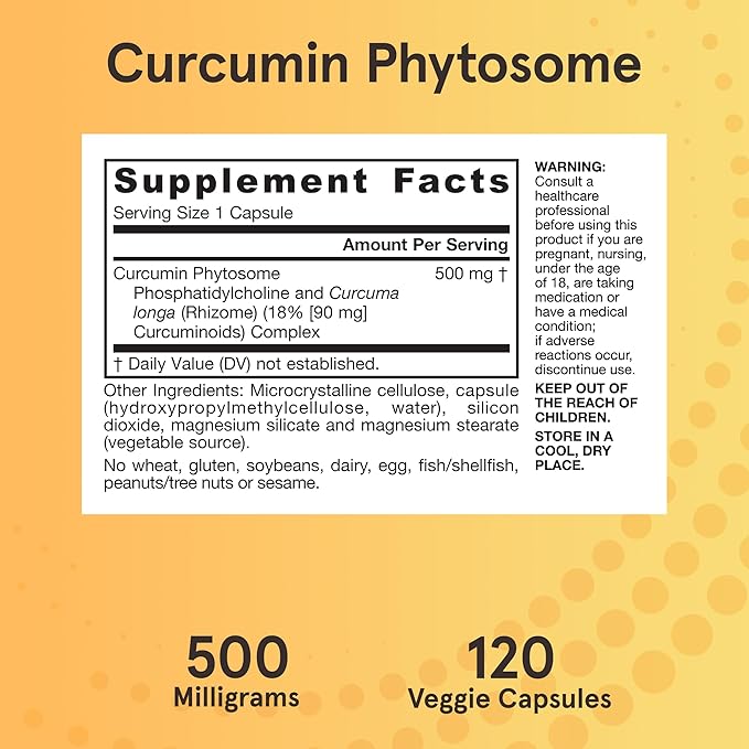 Jarrow Formulas Curcumin Phytosome 500 mg - Formulated with Meriva - Antioxidant Support Supplement - Joint Health &amp Support - 120 Veggie Capsules
