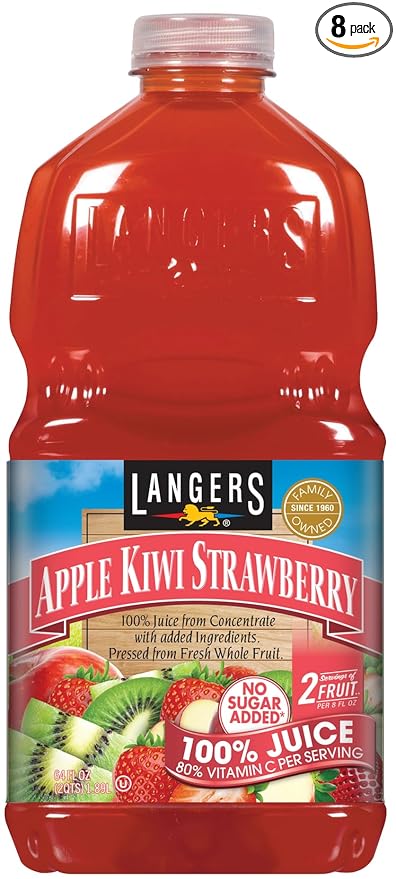 Langers 100% Juice with Vitamin C Apple Kiwi Strawberry 64 Fl Oz (Pack of 8)