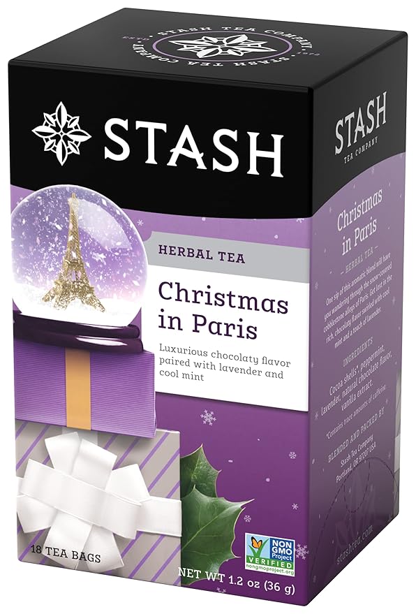 Stash Tea Christmas in Paris Herbal Tea - Non-GMO Project Verified Premium Tea with No Artificial Ingredients 18 Count (Pack of 6) - 108 Bags Total