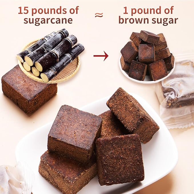 Baihuatang Premium Handmade Ancient Brown Sugar for Tea 270g Handmade Chinese Black Sugar Cubes | Ancient Craft Natural Sweetness | Individually Wrapped 古法黑糖 独立包装