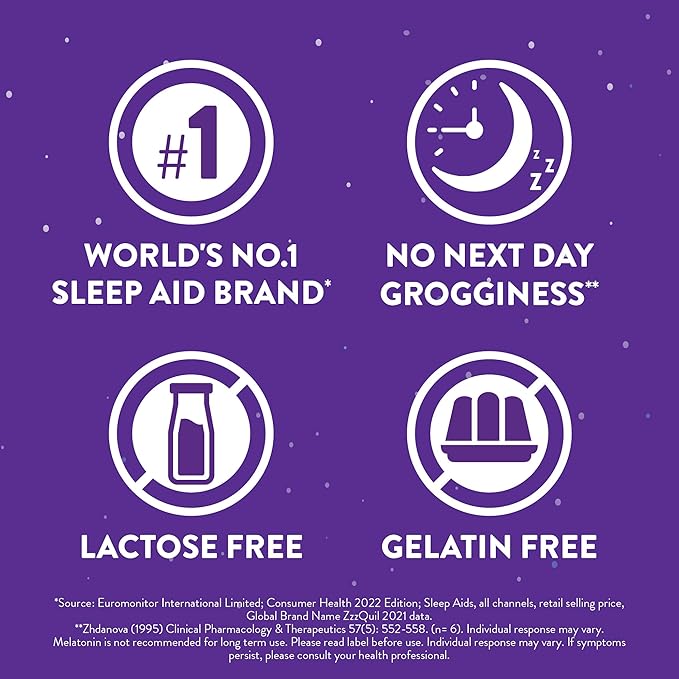 ZzzQuil Pure Zzzs Melatonin Sleep Aid Gummies with Lavender Valerian Root and Chamomile Natural Wildberry Vanilla Flavor Non-Habit Forming Drug-Free 24 Gummies (Pack of 4)