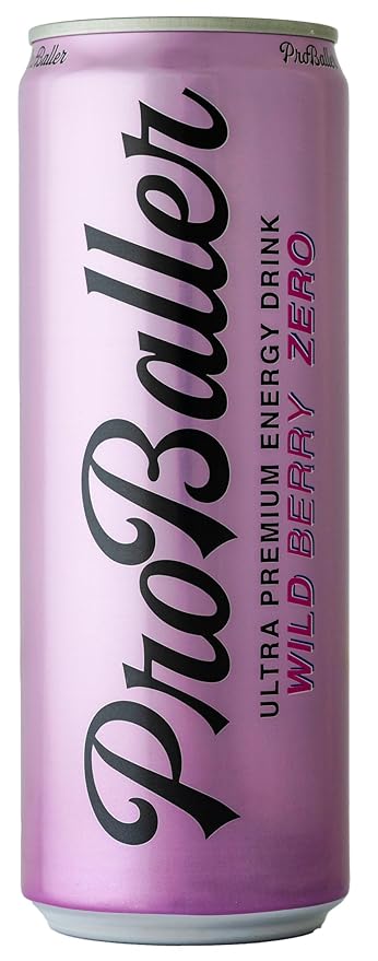 ProBaller Clean Energy Drink - Athlete-Grade Energy for Focus &amp Performance Zero Sugar NSF Certified for Sport Natural Caffeine Biotin Electrolytes Amino Acids &amp B Vitamins - Wild Berry