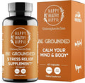 Happy Healthy Hippie Be Grounded Stress Relief Supplement – Lavender Pills | Promotes Calmness &amp Relaxation | Quick Acting | Magnesium Glycinate 100mg L Theanine Lemon Balm Leaf | Herbal 60 Ct
