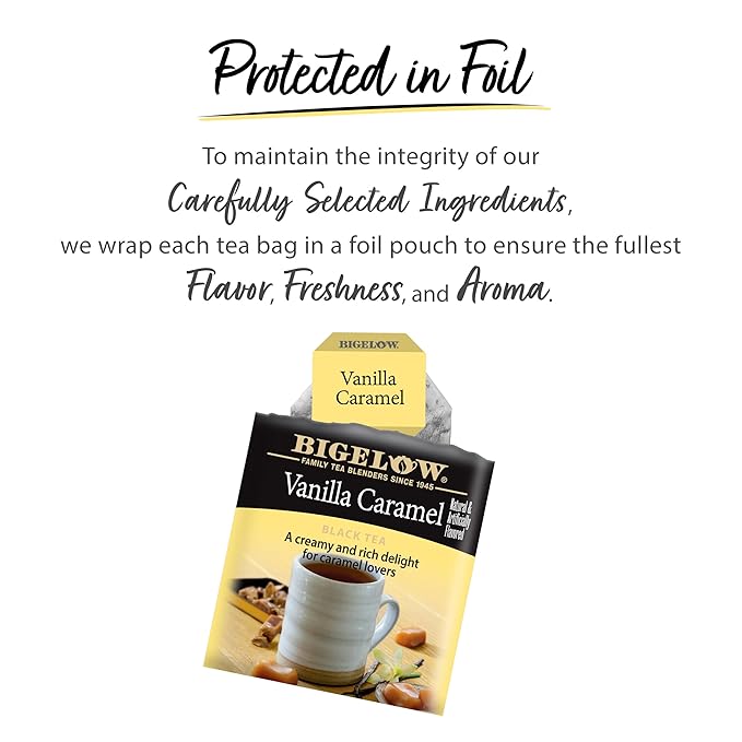 Bigelow Tea Vanilla Caramel Black Tea Caffeinated Tea with Vanilla Caramel 20 Count Box (Pack of 6) 120 Total Tea Bags