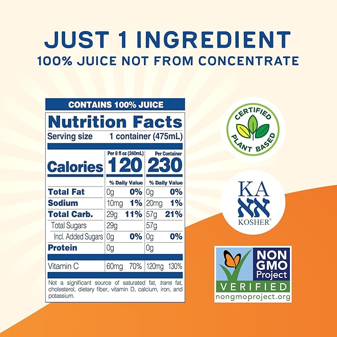 Odwalla 100% Pure Orange Juice No Pulp – Hand-Picked OJ Juice - Vitamin C - No Sugar Added No Artificial Ingredients No Preservatives - 16 fl oz (12 Pack)