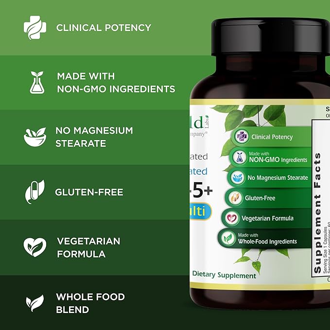 EMERALD LABS Men's 45+ 1-Daily Multi - Made with Saw Palmetto Lycopene &amp More for Heart Bone &amp Immune Support* - Gluten-Free - 60 Vegetable Capsules