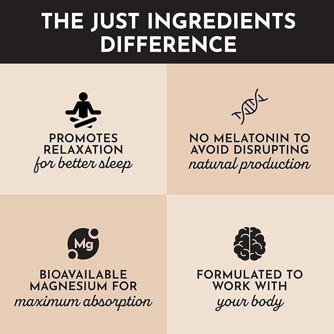 JUST INGREDIENTS Chai Nighttime Relax Drink Mix – 30 Servings | No Sugar Added | Magnesium L-Theanine Chamomile &amp Tart Cherry Extract | Supports Relaxation &amp Restful Evenings