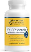 Researched Nutritionals BDNF Essentials - Clinically Researched Brain Supplement with Bacopa Monnieri &amp Lions Mane Mushroom - Supports Neuroplasticity &amp Healthy Cortisol Levels 120 Capsules