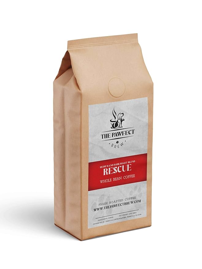 Dog Lover’s Coffee – Rescue Blend Medium Roast Whole Bean by The Pawfect Brew 12 oz Bag | Specialty Grade Freshly Roasted to Order | 25% Profits Donated to Animal Rescue
