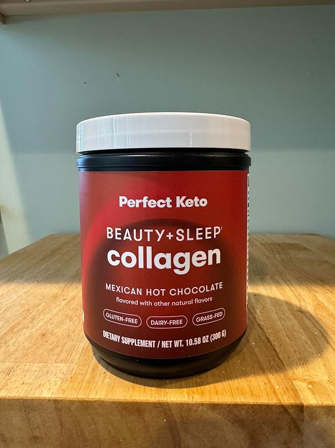 Perfect Keto Beauty + Sleep Grass Fed Collagen Peptides Protein Powder with Ashwagandha Magnesium Biotin Hyaluronic Acid L Theanine Hair Skin Nails &amp Relaxation Support Mexican Hot Chocola