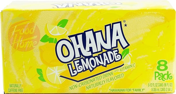 Ohana! lemonade non-carbonated drink caffeine free 12-fluid ounce cans 8-pack in box (1)