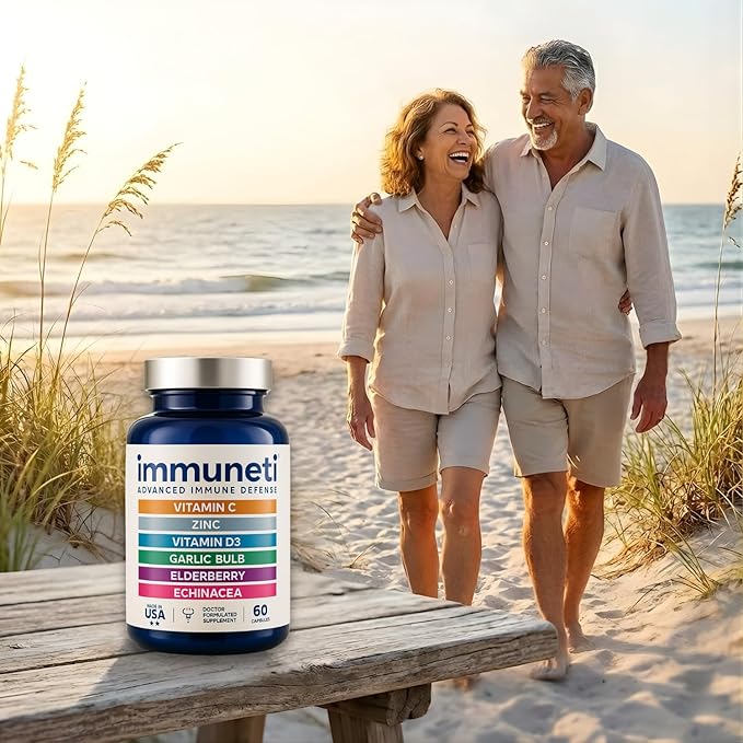 Immuneti Advanced Immune Support – Doctor Formulated 6-in-1 Daily Immunity Supplement – Made in USA – with Vitamin C D3 Zinc Elderberry Garlic &amp Echinacea - Vital Nutrients &amp Antioxidants