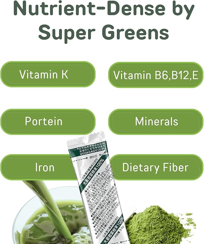Yamamoto Kanpoh YAMAKAN Young Barley Grass Powder Grass Juice for Gut Health &amp Vitality Rich in Vitamins &amp Minerals for Women &amp Men Super Greens Powder Non GMO Gluten-Free &amp Vegan