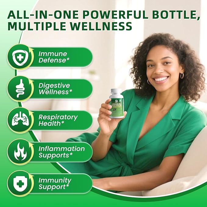 2PCS Oil of Oregano with Black Seed Oil - Oregano Oil Capsules Organic | Moringa Garlic Olive Elderberry Echinacea Fennel - 95% High Carvacrol Oregano for Immune Digestive Support - 300 Capsules