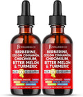 Berberine with Ceylon Cinnamon Supplement Liquid Drops + Bitter Melon Extract Glucomannan Gymnema Chromium Turmeric Panax Ginseng Moringa- 4 OZ