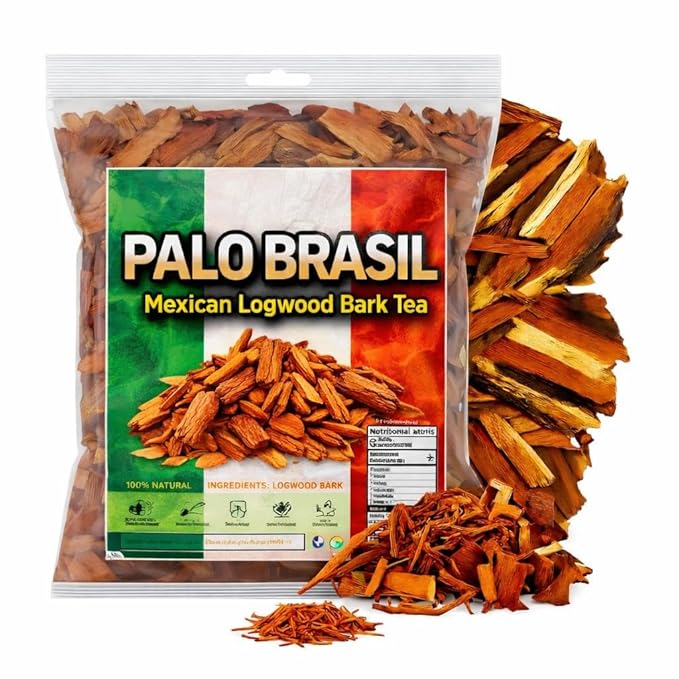 Palo Brazil Tea 100% Natural Herbal Bark – Haematoxylum brasiletto – Wildcrafted Mexican Tea – Non-GMO Vegan – Also Known as Logwood Palo de Tinto Azul Pernambuco (8oz)