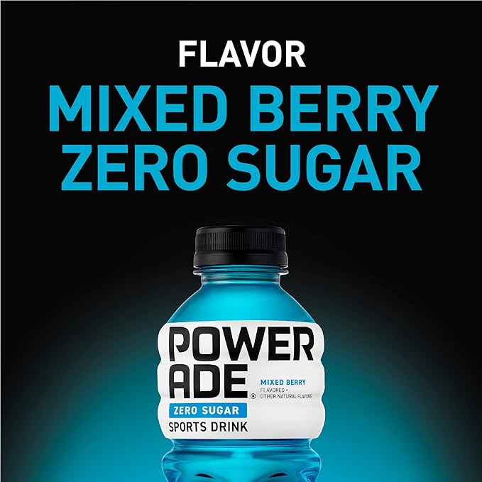 POWERADE ZERO Zero Calorie Electrolyte Enhanced Sports Drinks Mixed Berry 20 fl oz 24 Pack