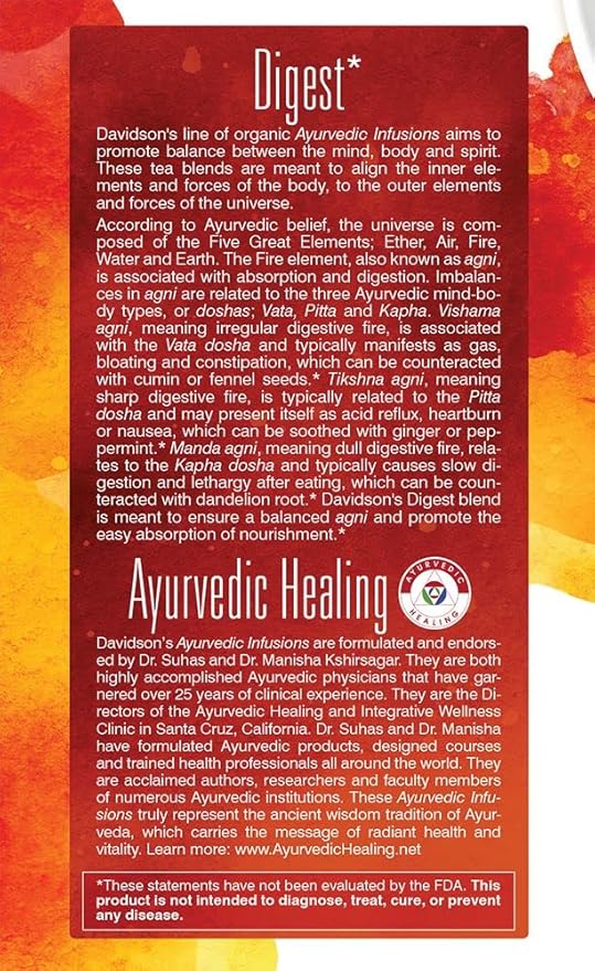 Davidson's Organics Ayurvedic Infusions Digest 25-count Tea Bags Pack of 6
