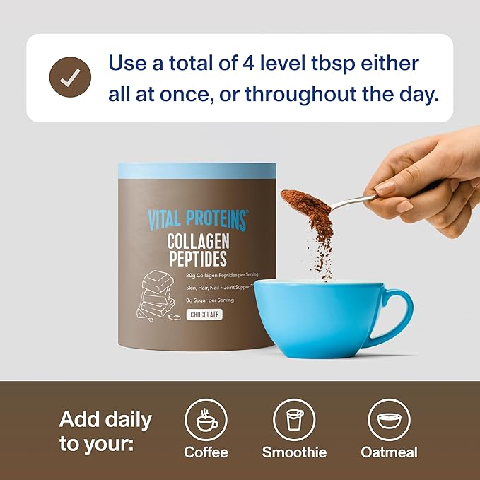 Vital Proteins Grass Fed Collagen Powder Supplement (Type I III) for Skin Hair Nail Joint - Hydrolyzed Collagen Grass Fed Dairy and Gluten Free - Chocolate Flavor 17.1 oz Canister