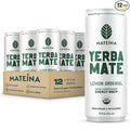 Mateina Yerba Mate Zero Sugar Energy Drink – 120mg Natural Caffeine – Organic Non-GMO Non-Carbonated – Dr. Andrew Huberman Recommended – (12 fl oz Cans 12 Pack) Lemon Original