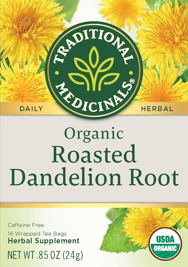 Traditional Medicinals Organic Roasted Dandelion Root Herbal Wrapped Tea Bags - 16 ct - 6 pk