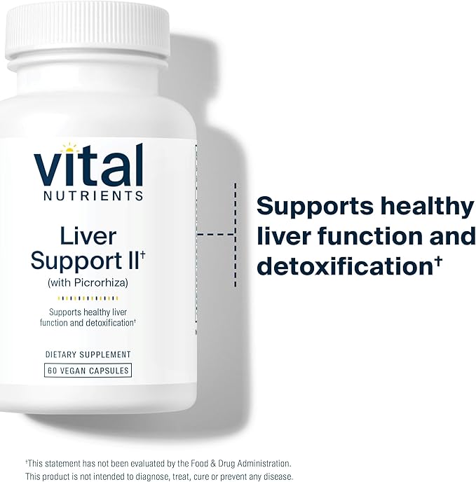 Vital Nutrients Liver Support II with Picrorhiza Milk Thistle and Curcumin - Vegan Supplement - Herbal Combination to Support Healthy Liver Function* - Gluten Dairy and Soy Free - 60 Capsules