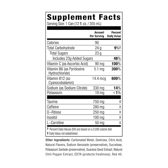 Hype Beverages Official 280mg Caffeine Energy Drink Sparkling Citrus Sugar Free - Energy Boost with Healthy Energy Drinks with Vitamin C B6 B12 &amp Antioxidants (12 Fl Oz Pack of 12)