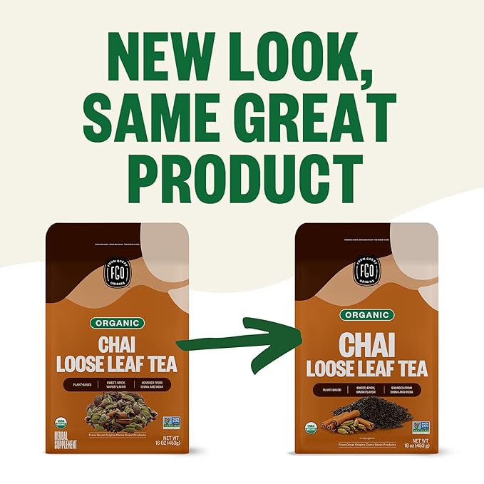 FGO Organic Chai Tea 16 Ounce Loose Leaf Bulk Resealable Bag Packaging May Vary (Pack of 1)
