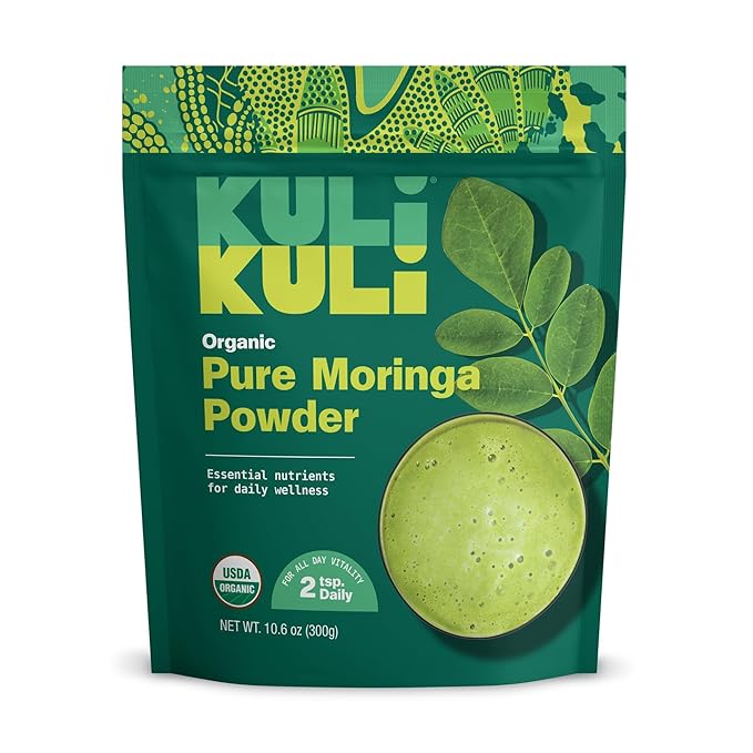 Kuli Kuli Moringa Oleifera Organic Leaf Powder &amp Green Smoothie 100% Pure USDA Certified &amp Non-GMO Moringa Powder Great with Smoothies Tea and Food - Single Pack 10.6 oz