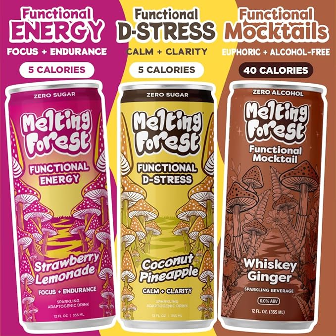 Melting Forest Mushroom Energy Drink L-Theanine Cordyceps &amp Lion's Mane 150mg of Caffeine Energy &amp Focus Cognitive Function &amp Mental Clarity Orange Cream (12 Pack)
