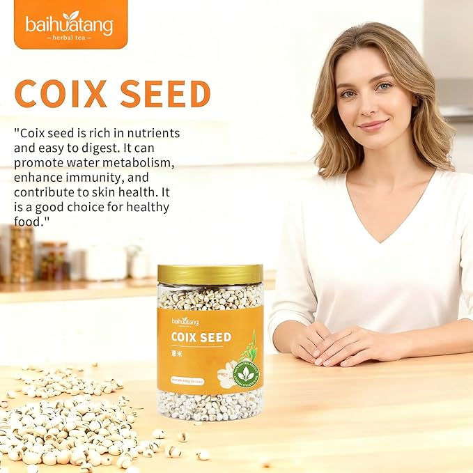 Baihuatang Natural Jobs Tear Coix Seeds for Tea ‌| 14.11oz (400g) | No Additives No Sugar | Whole Grain for Porridge/Soup 薏米 薏苡仁