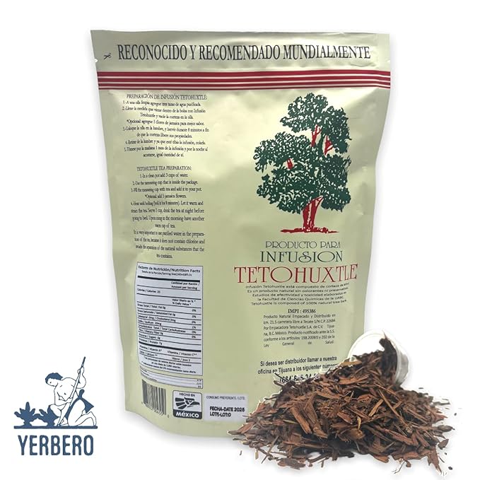 Yerbero - Infusion Te Tetohuxtle 455g | Healthy Infusion Tetohuxtle Tea 16oz | Made With Wildcrafted Barks of the Sierra Lacandona | 100% Natural Non GMO´s | Unique &amp Delicious Tea.
