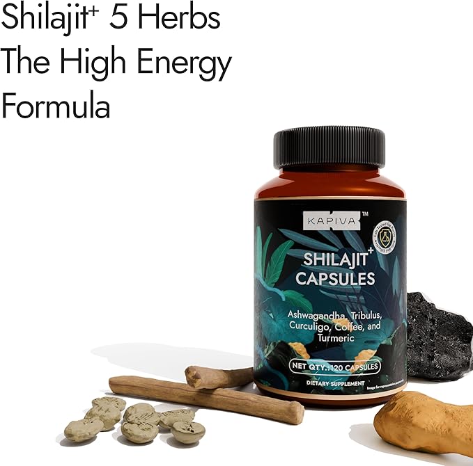 Organic Himalayan Shilajit Resin Extract with Ashwagandha &amp Turmeric-400mg Max Potency Lab Tested Pure Shilajit for Men &amp Women 85+ Trace Minerals Immune Support Energy 2 Month Supply-120
