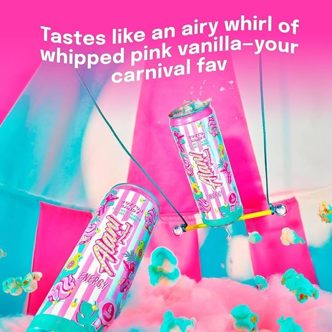 Alani Cotton Candy Energy Drink Sugar Free Low Calorie Energy Drinks 12 Fl Oz Cans (Pack of 6)