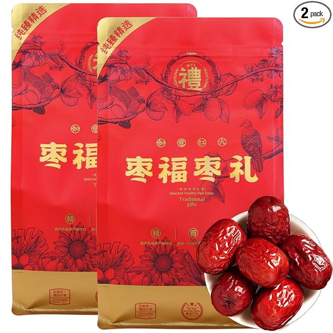Hee Creek Soft Naturally Sweet Jujube Date Red Dates 21oz/600g Dry Jujube Fruit for Snacks Tea Beverage Cooking Soup Porridge Desert-grown in Western China with Extreme Day-night Temperature Swing