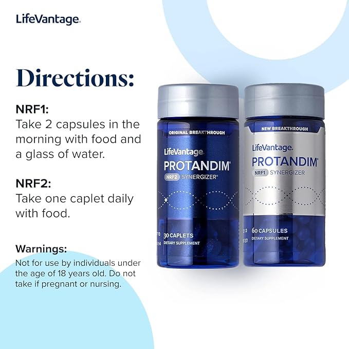 LifeVantage Protandim Dual Synergizer NRF1 (60 Caps) + Nrf2 (30 Caps) Activators Healthy Aging Antioxidant Cellular Energy Boost Heart Health Ashwagandha Turmeric CoQ10
