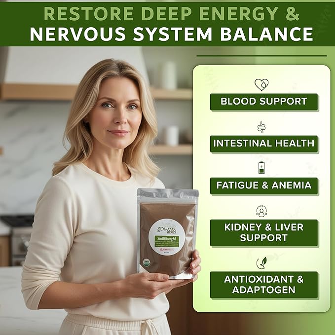 Dimmak Herbs Organic Prepared Rehmannia Root Extract 5:1 (Shu Di Huang)- The Ultimate Blood &amp Jing Tonic for Adrenal Support Healthy Aging &amp Recovery- Doctor Formulated (4oz)