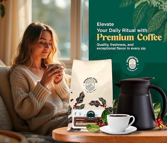 Samarian Coffee Dark Roast – Colombian Single-Origin Arabica – Specialty Ground Coffee with Citrus &amp Floral Notes – Smooth &amp Aromatic – For Pour Over French Press Chemex V60 – 12oz Bag
