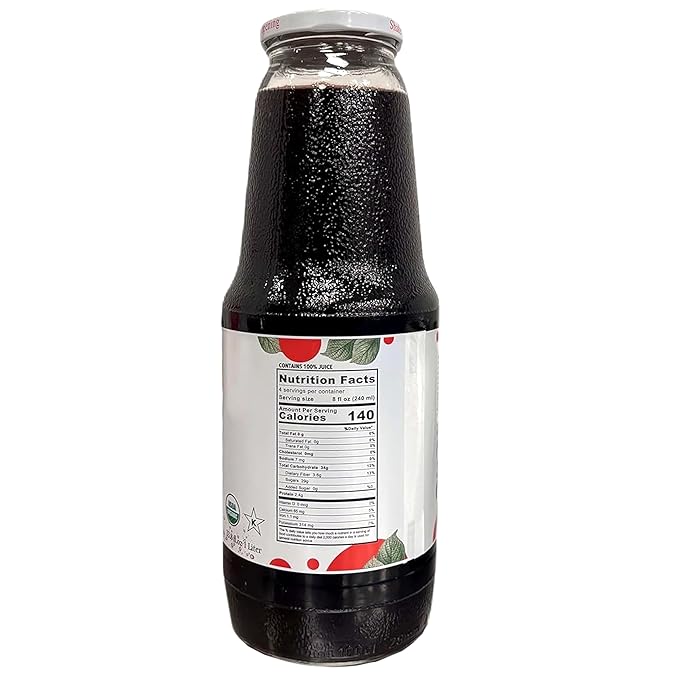 Anna and Sarah 33.8 Oz Organic Tart Cherry Juice - USDA Organic Certified - Glass Bottle (2 Pack) No Sugar No Artificial Colors No Preservatives No Flavors AddedNOT from CONCENTRATE