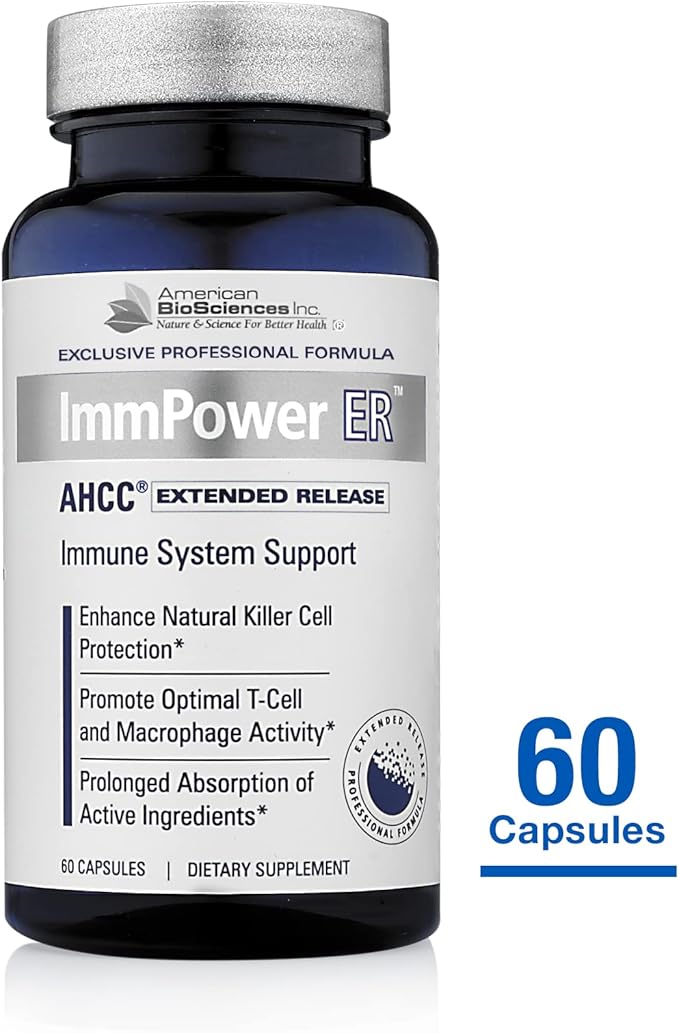 American BioSciences ImmPower ER AHCC (Extended Release) Immune Support Mushroom Supplement 60 Capsules 500 milligrams per Capsule