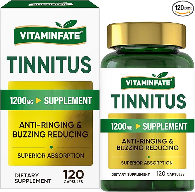Tinnitus Relief for Ringing Ears Supplement 1200mg - 120 Capsules | Supports Ear Health and Reduces Tinnitus Symptoms