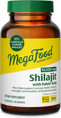 MegaFood Shilajit 10000mg with Fulvic Acid - Shilajit for Men &amp Women - May Help Support Healthy Testosterone Levels Muscle Strength &amp Energy Levels - Vegan Gluten Free 60 Capsules 30 Day